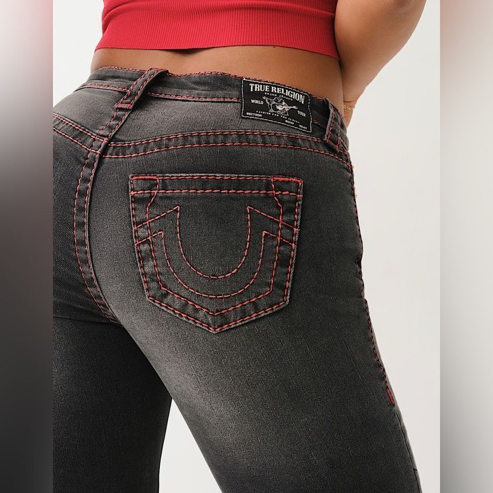 True Religion Becca Mid Rise Boot Cut Jeans Black Size 27 NWT